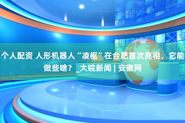 個人配資 人形機器人“凌樞”在合肥首次亮相，它能做些啥？_大皖新聞 | 安徽網(wǎng)